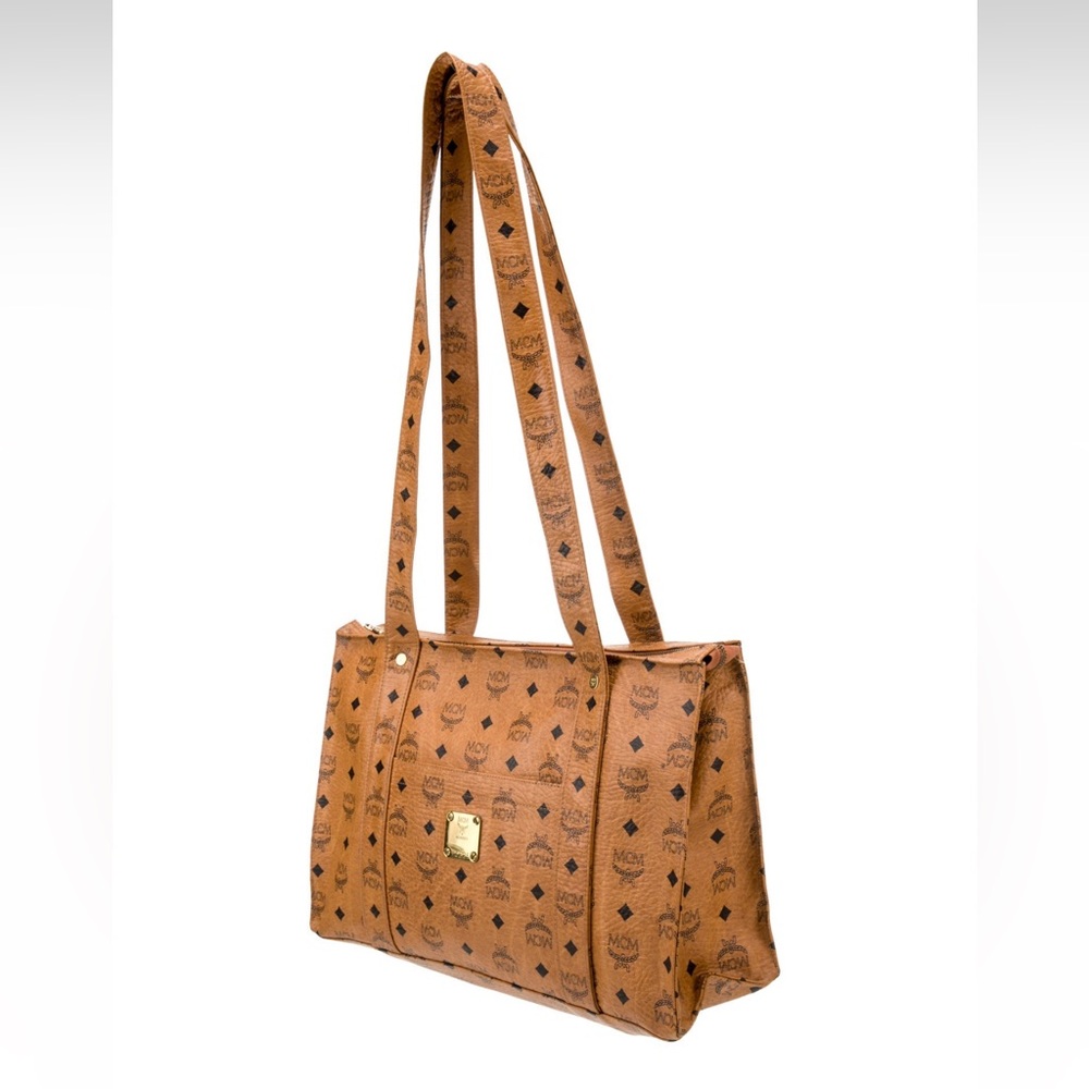 MCM Visetos Cognac Shoulder Bag